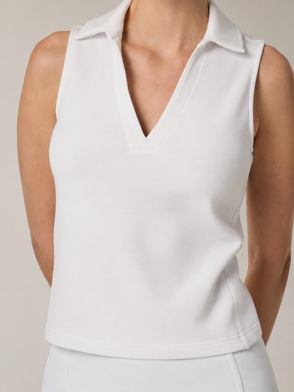 SPANX AirEssentials Polo Tank Vivid White Sleeveless Collared Top Large